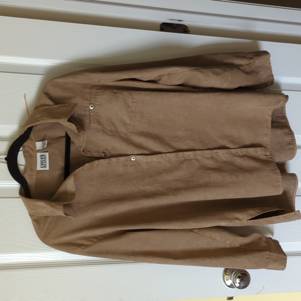 Chico's suede feel button down shirt